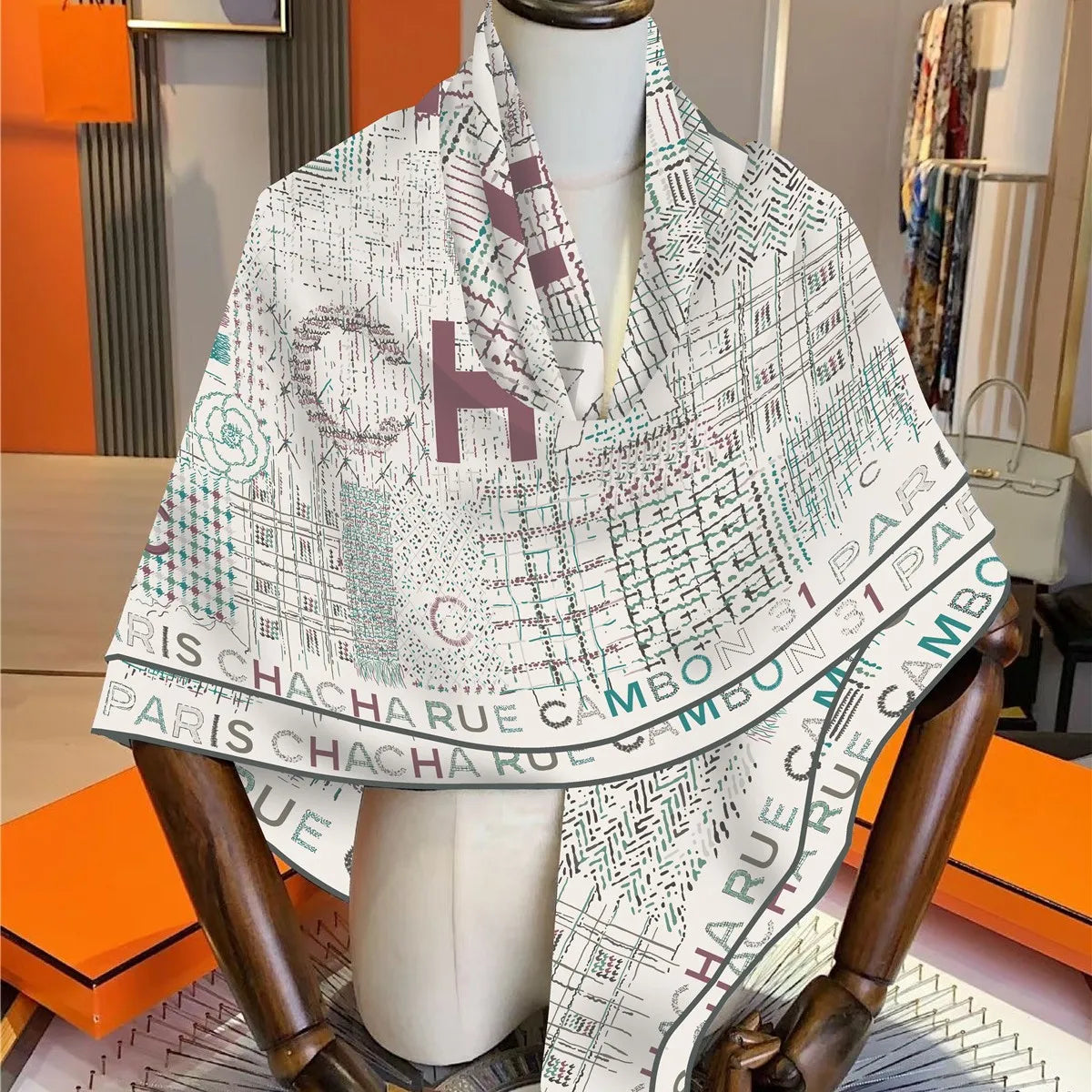 Luxury Faux Silk Wool Scarf Women 130x130cm Smooth Soft Square Gift Birthday Anniversary All Scenarios Fashion