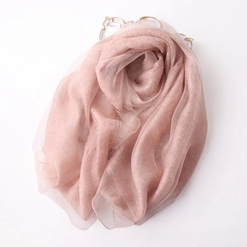 VREOVOR High-end Korean Version Double-layer Mohair Wool Silk Scarf Mulberry with Cheongsam Shawl Summer Outside Fashion Trend